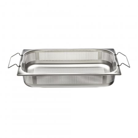 Bac en inox Premium GN 1/1 perfor&eacute; poign&eacute;es rabattables profondeur 100 mm - R&eacute;f. 255010 - Illustration n&deg;1