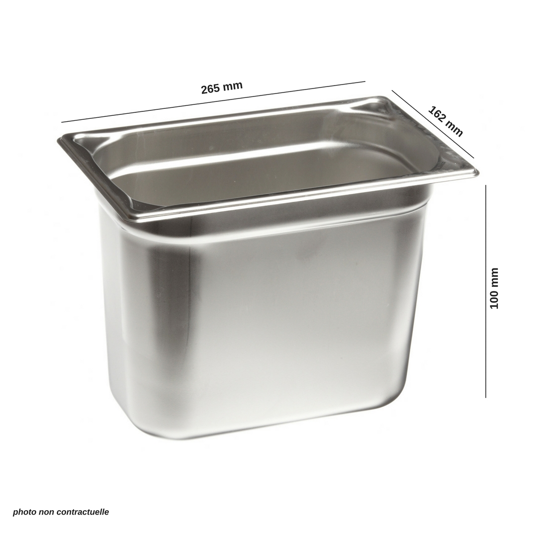 Bac en inox Premium GN 1/4 265X162X100 mm - Réf. 251810 - Illustration n°1