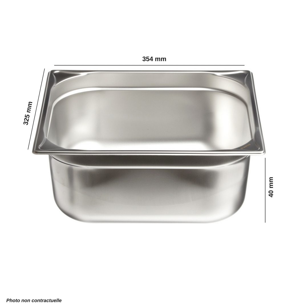 Bac en inox Premium GN 2/3 354X325X40 mm - MJPRO - Restauration ...