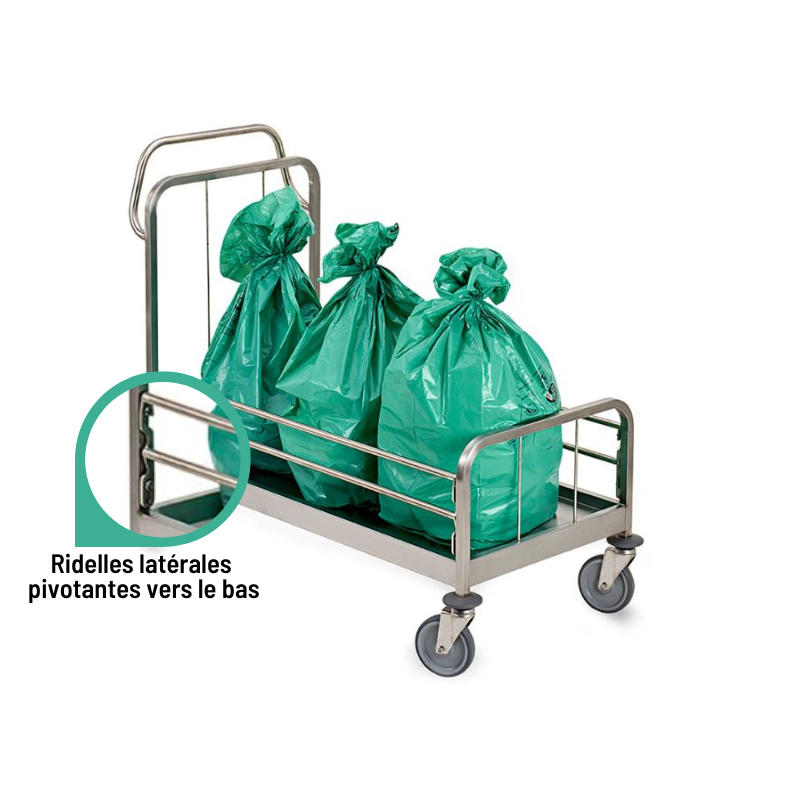 Chariot en inox à fond étanche pour le transfert des sacs - Réf. 324523 - Illustration n°2