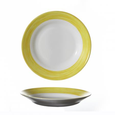 Assiette creuse Arcoroc Brush jaune Diam. 225 mm  - R&eacute;f. 564005 - Illustration n&deg;1