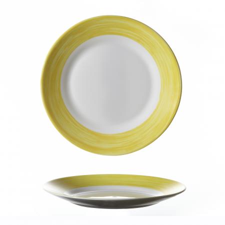 Assiette plate Arcoroc Brush jaune Diam. 235 mm  - Réf. 564003 - Illustration n°1
