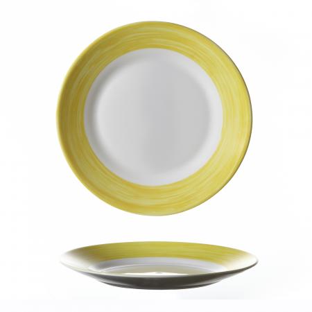Assiette plate Arcoroc Brush jaune Diam. 235 mm  - R&eacute;f. 564003 - Illustration n&deg;1