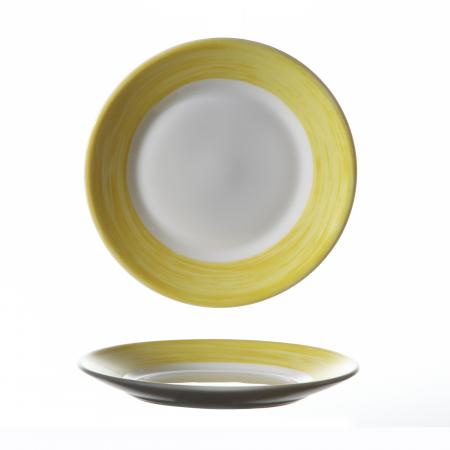 Assiette plate Arcoroc Brush jaune diam. 155 mm  - R&eacute;f. 564009 - Illustration n&deg;1