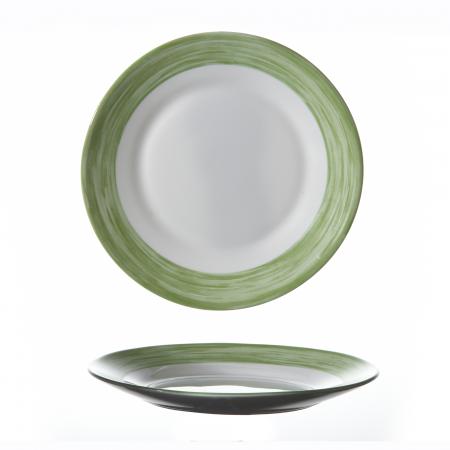 Assiette plate Arcoroc Brush verte diam. 195 mm  - R&eacute;f. 564207 - Illustration n&deg;1
