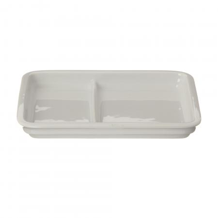 Assiette rectangulaire en porcelaine 2 compartiments - Réf. 779002 - Illustration n°1