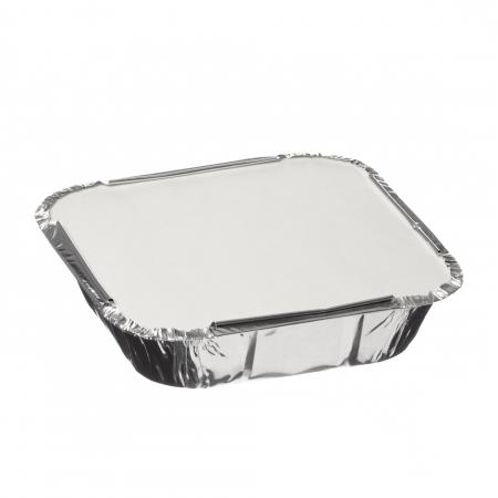 Barquette Alu, bords droits, 153x153x27 mm,  570 gr  - R&eacute;f. 710157 - Illustration n&deg;2