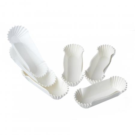 Caissettes ovales pliss&eacute;es en papier blanc 10.8 x 2.8 x4 cm - R&eacute;f. 704409 - Illustration n&deg;1