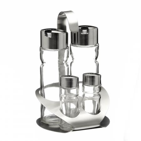 M&eacute;nag&egrave;re en inox pro sel, poivre, huile et vinaigre - R&eacute;f. 391704 - Illustration n&deg;1