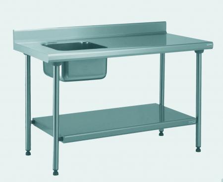Table du chef adossée 140x70x90 cm avec bac + robinet - Réf. 328308 - Illustration n°1