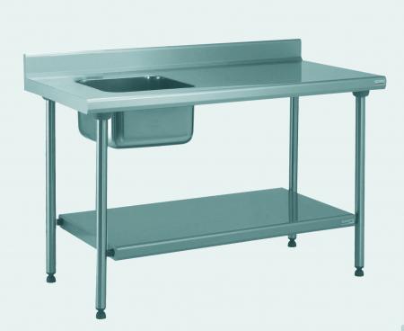 Table du chef adoss&eacute;e 140x70x90 cm avec bac + robinet - R&eacute;f. 328308 - Illustration n&deg;1