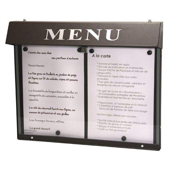 Porte menu vitrine "Club" 48x40 cm