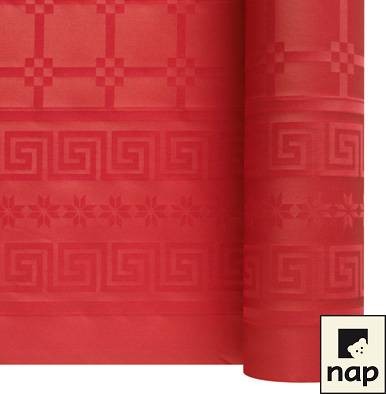 Nappe en papier damassé rouge - Rouleau 1.2 x 25 m