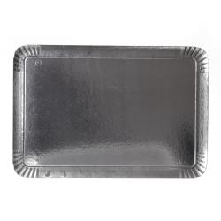 Plateau traiteur métallisé argent 42 cm x 28 cm - Colis de 100 plateaux