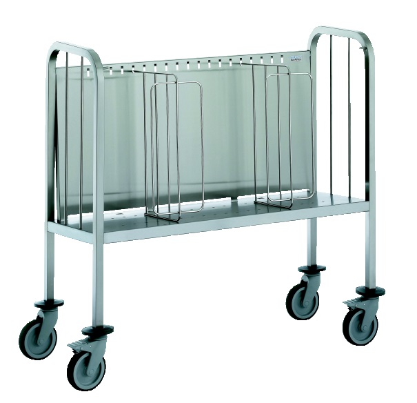 Chariot porte-assiettes en inox rehaussé - 200 à 300 assiettes