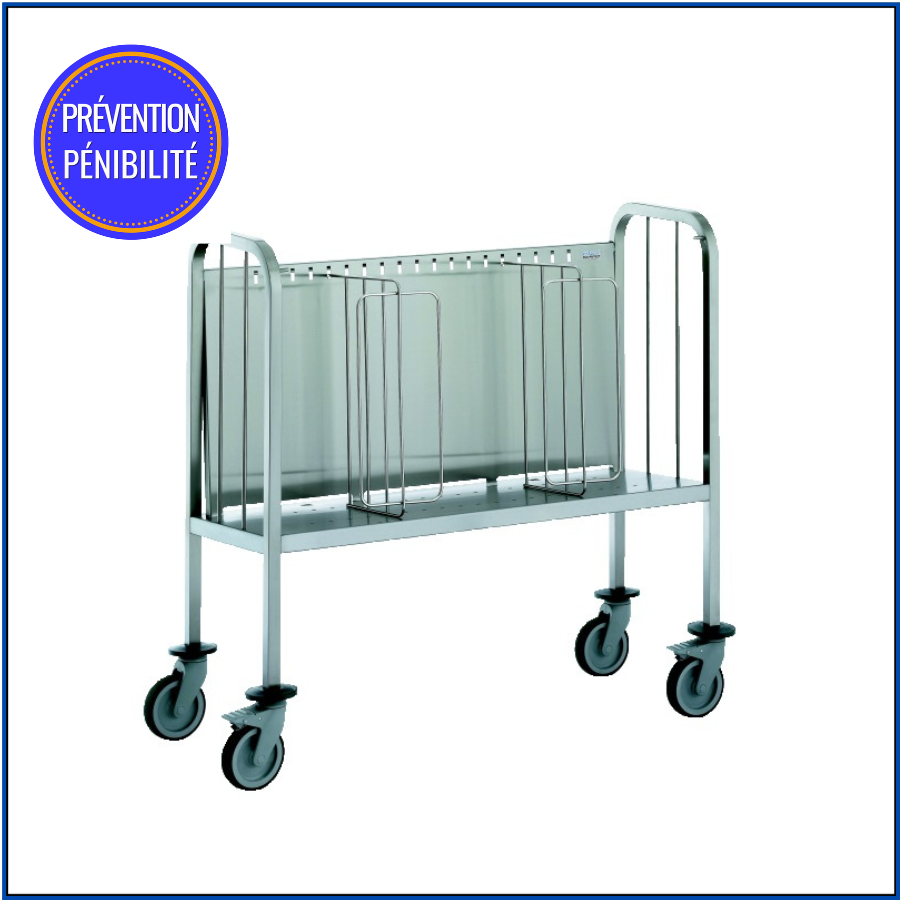 Chariot porte-assiettes en inox rehauss&eacute; - 200 &agrave; 300 assiettes