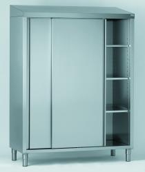 Armoire haute en inox avec 2 portes coulissantes 140x60x200 cm