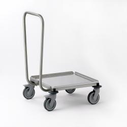 Chariot porte-casiers 60x51 cm tout inox avec rampe 