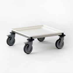 Chariot porte-casiers 57x57 cm tout inox avec fond ABS