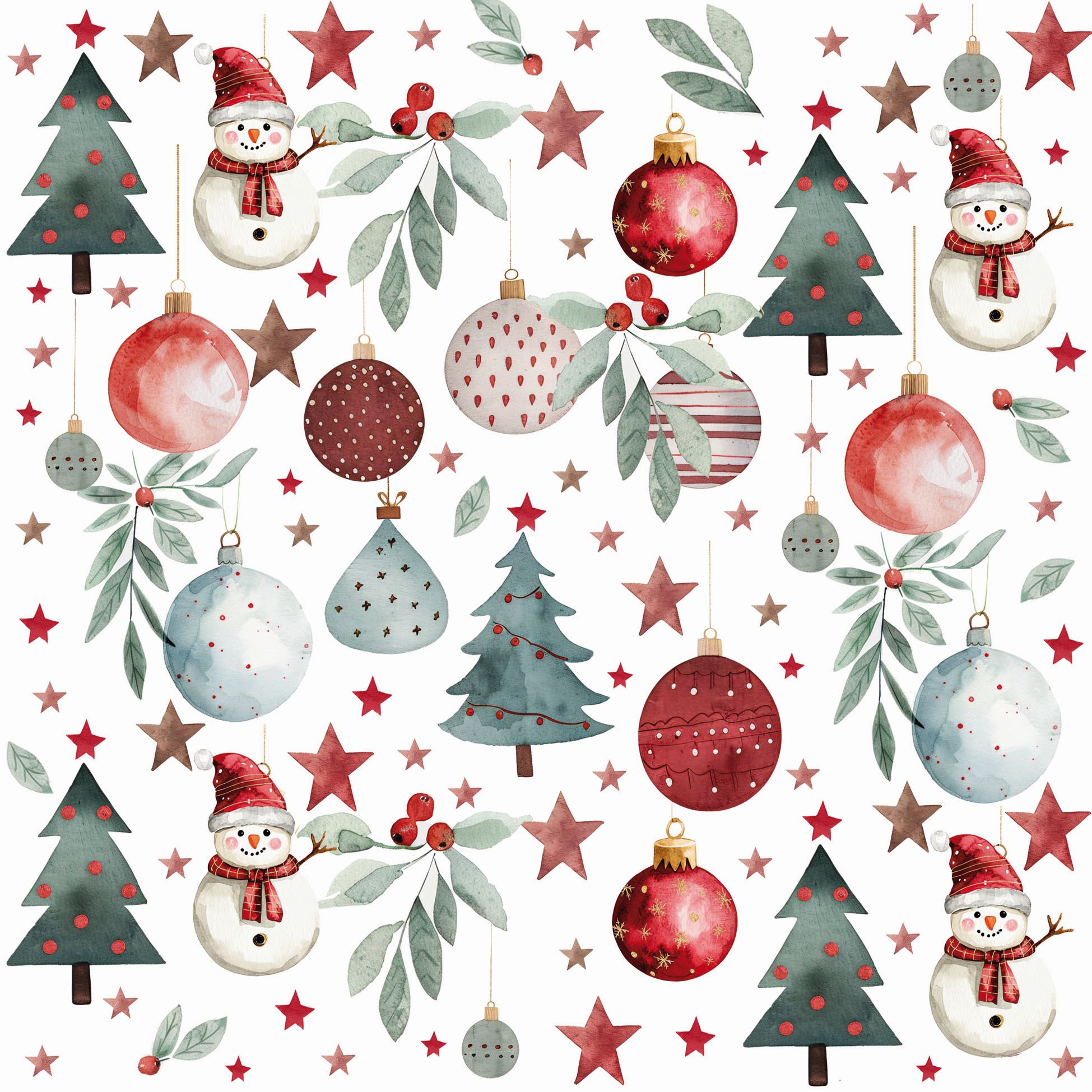Serviettes Décor d'hiver - Ouate 33 x 33 cm - Carton de 300 serviettes
