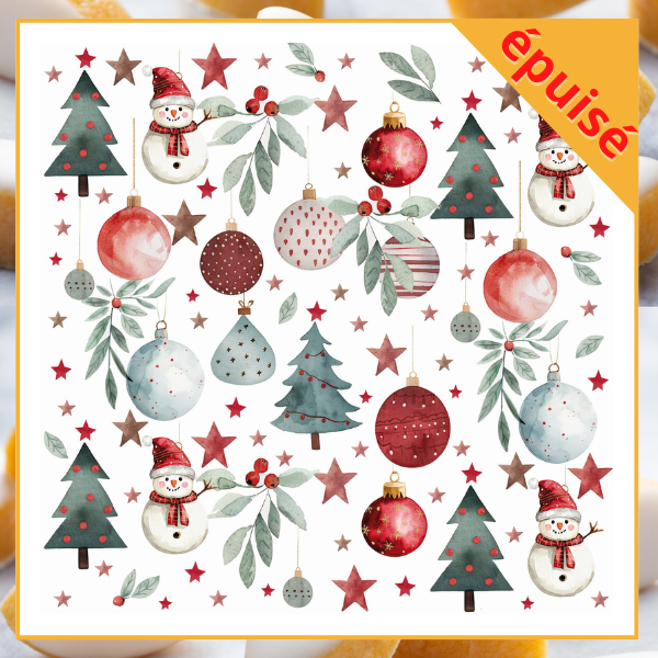 Serviettes Décor d'hiver - Ouate 33 x 33 cm - Carton de 300 serviettes