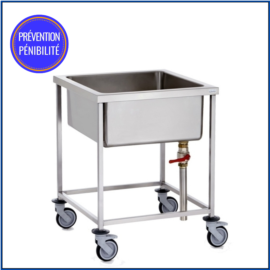 Cuve de trempage mobile inox 100 L sur&eacute;lev&eacute;e