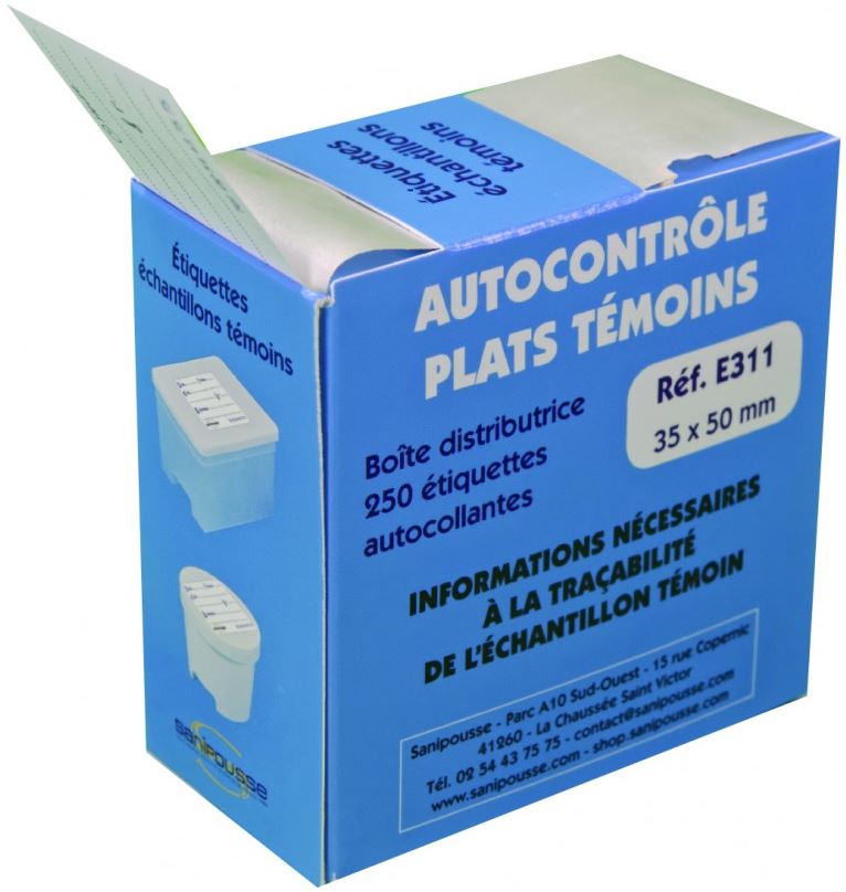 Etiquette échantillon plat témoin - Boite de 250