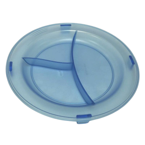 Assiette en copolyester bleu 3 compartiments