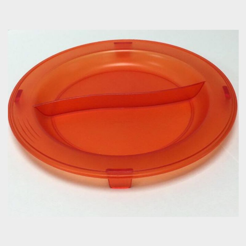 Assiette en copolyester orange 2 compartiments