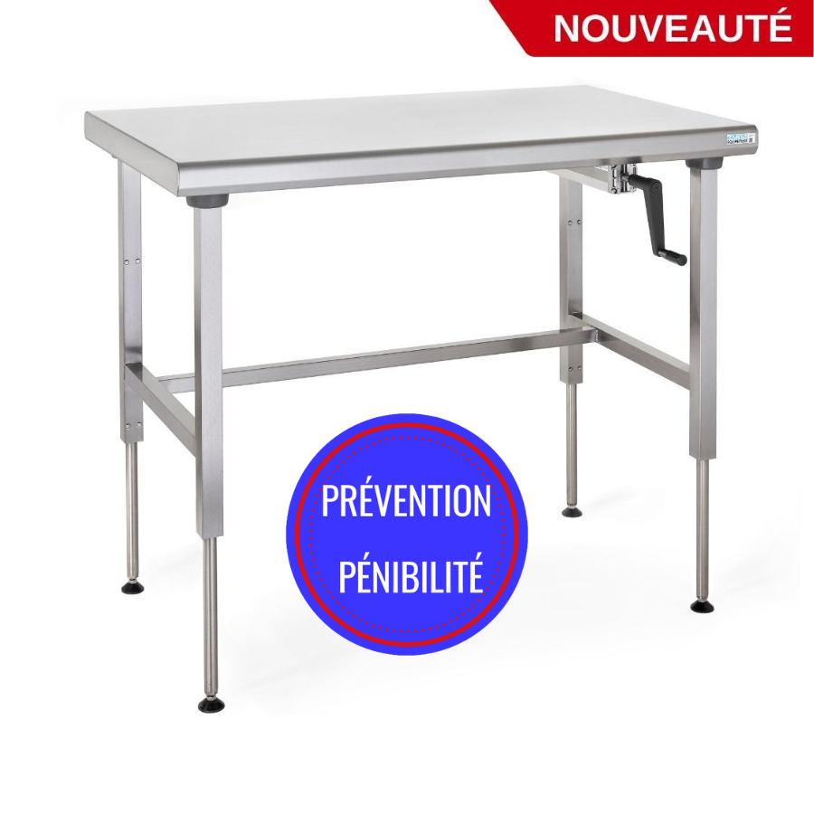 Table Ergonomix 120 cm en inox à hauteur réglable