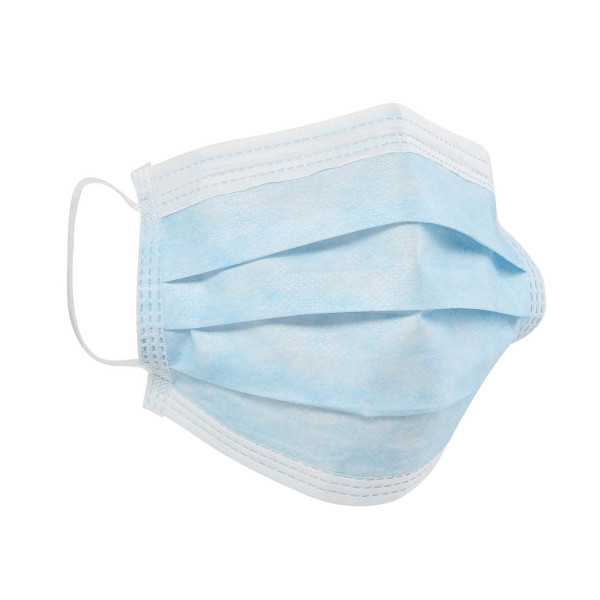 Masque 3 plis avec barrette nasale non tissée - Boite de 50
