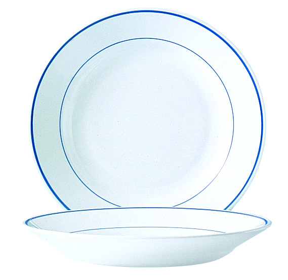 Assiette creuse diam. 225 mm filet bleu