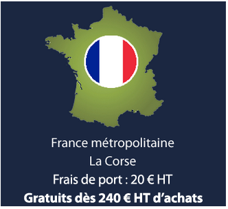 France métropolitaine & Corse - Frais de port : 20 € - Gratuits dès 240 € d'achat
